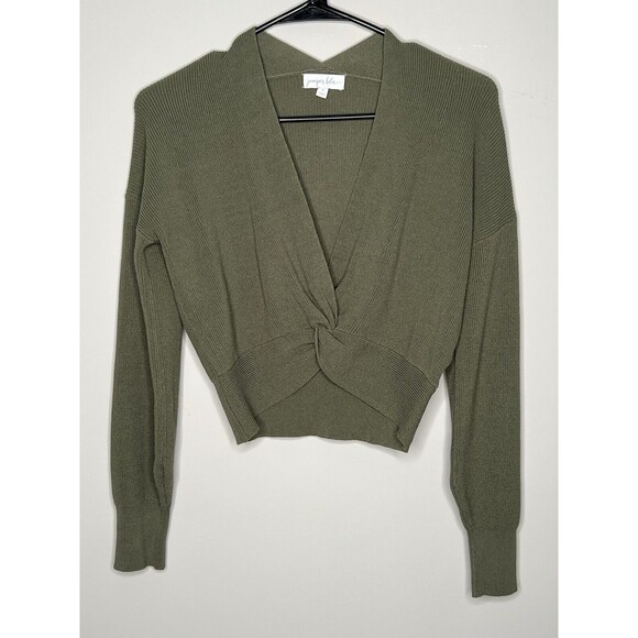 Juniper Blu Top Women’s Small Green V Neck Pullover Long Sleeve Sweater - Picture 1 of 14
